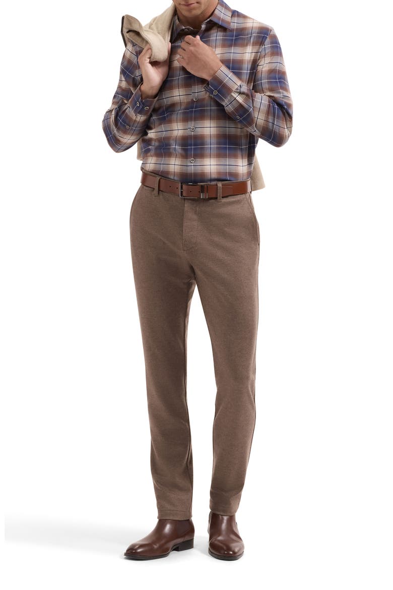 Julian Plaid Cotton & Cashmere Button-Up Shirt, Alternate, color, TOBACCO