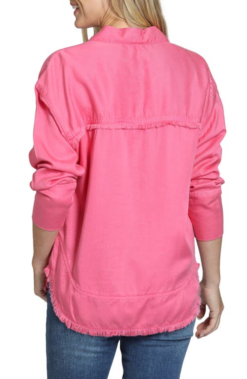 Apny Grommet Henley Chambray Top In Pink