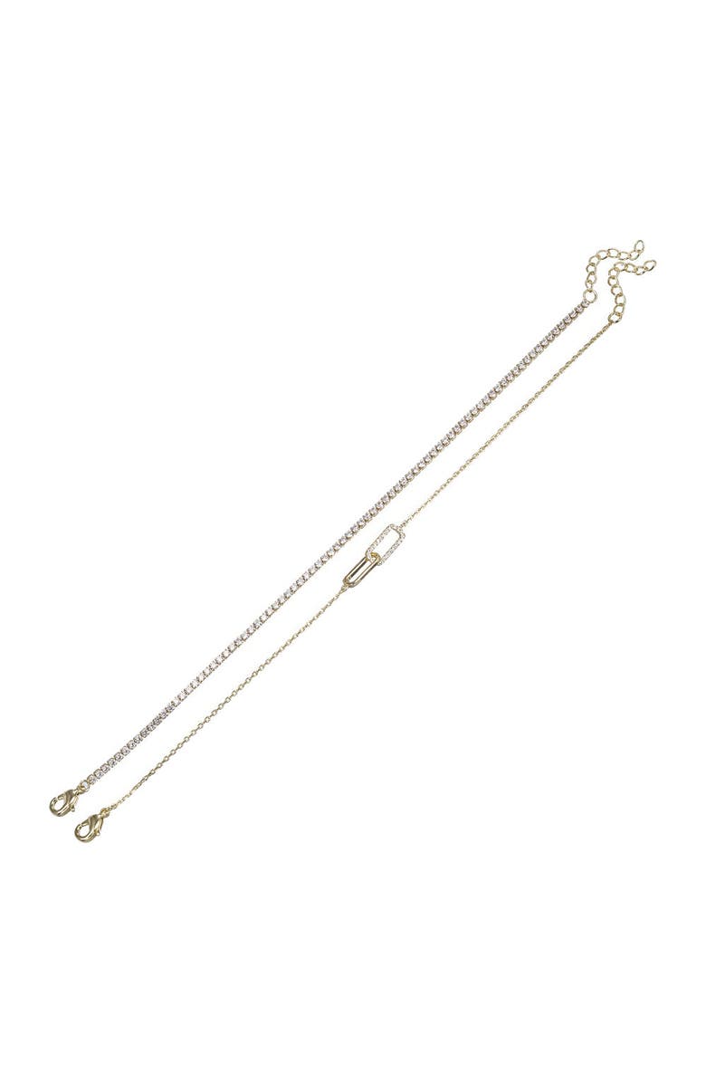 BY ADINA EDEN Tennis & Paperclip Pave Anklet Combo Set, Main, color, Gold