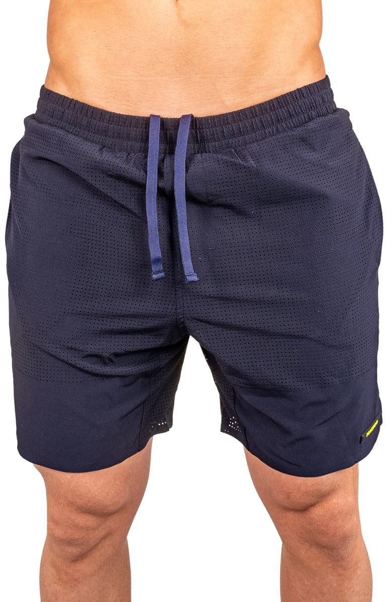 Maceoo Perforated Training Shorts, Main, color, Blue