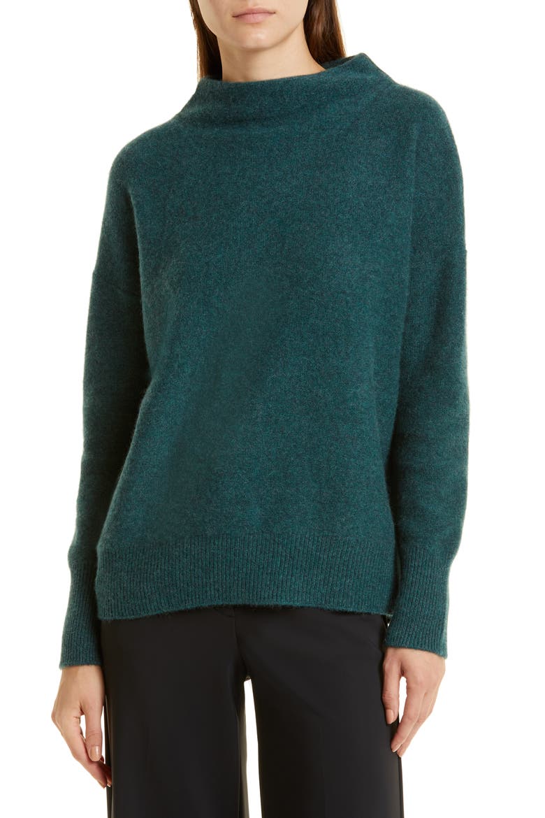 Boiled Cashmere Funnel Neck Pullover, Main, color, H SEA QUARTZ