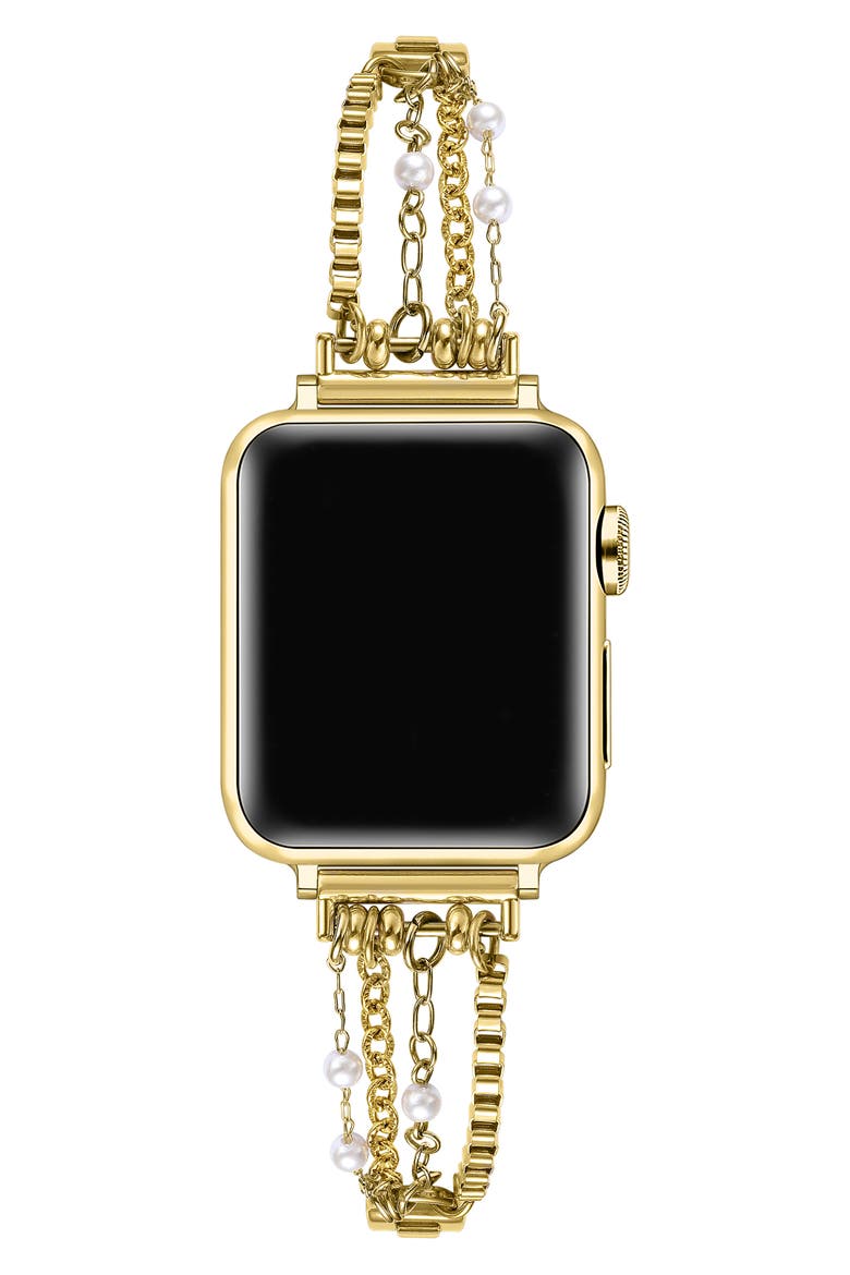 Gigi Pearl Chain Watchband, Alternate, color, GOLD