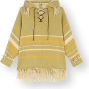 Fortela Woven Striped Hooded Poncho