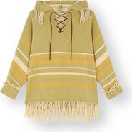 Fortela Woven Striped Hooded Poncho
