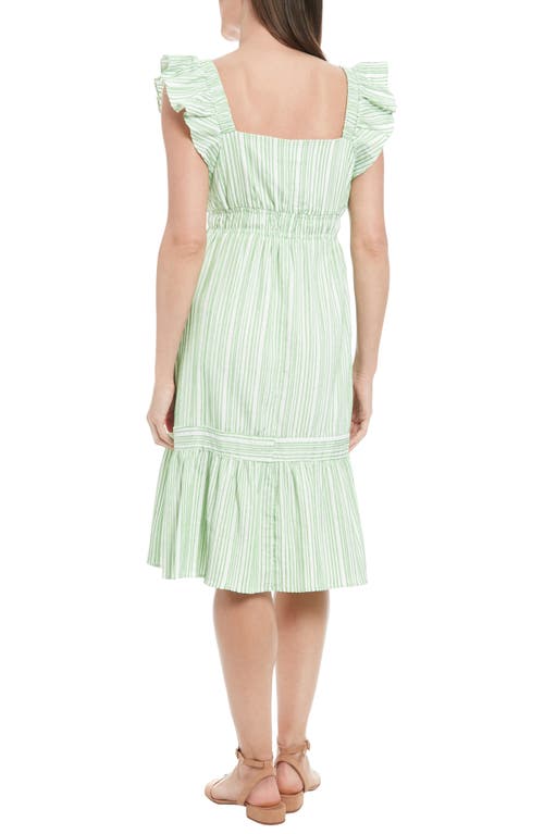 London Times Midi Dress In Green/white