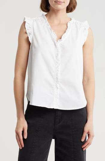 Daniel Rainn Ruffle Button-up Top In New White
