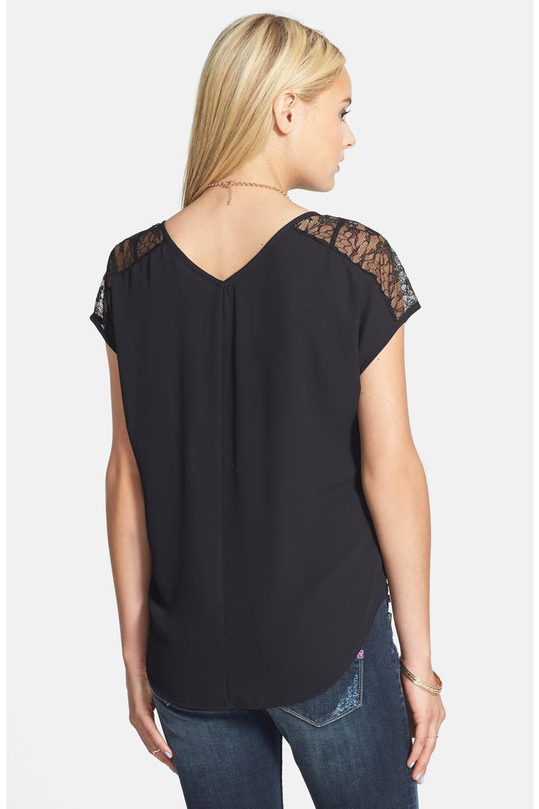 Lace Shoulder Tee, Alternate, color, BLACK