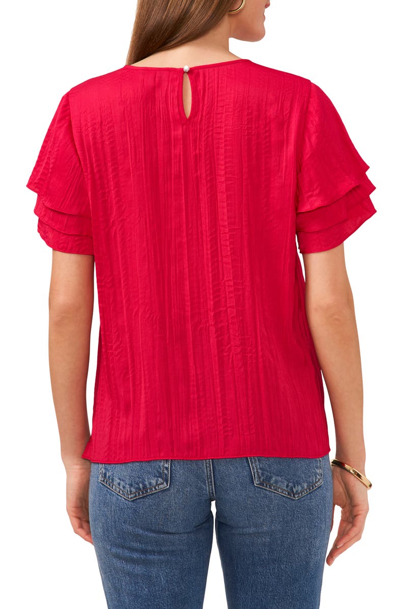 Vince Camuto Layered Flutter Sleeve Rumple Satin Top, Alternate, color, 