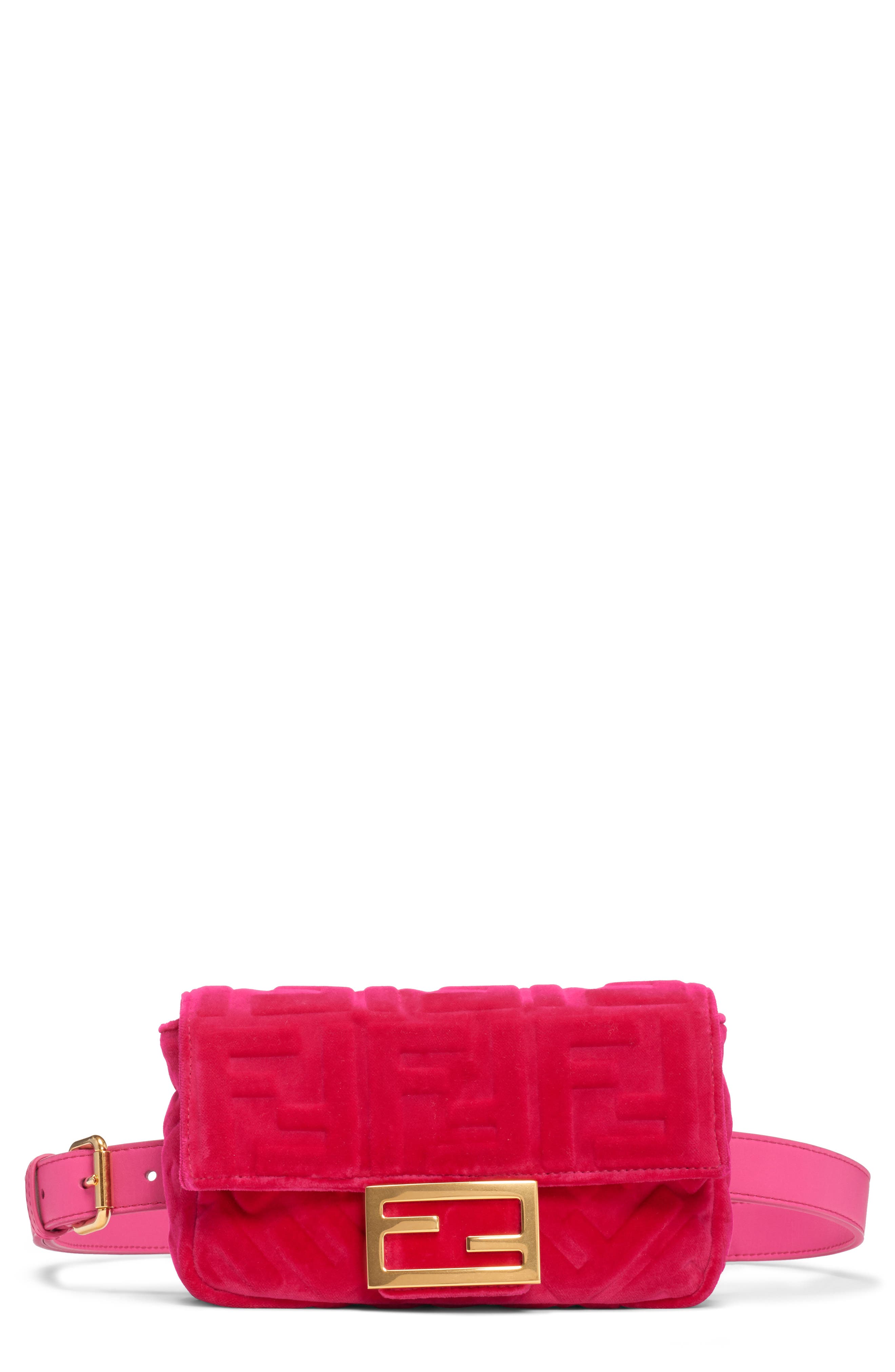 Fendi Logo Velvet Belt Bag, Main, color, 