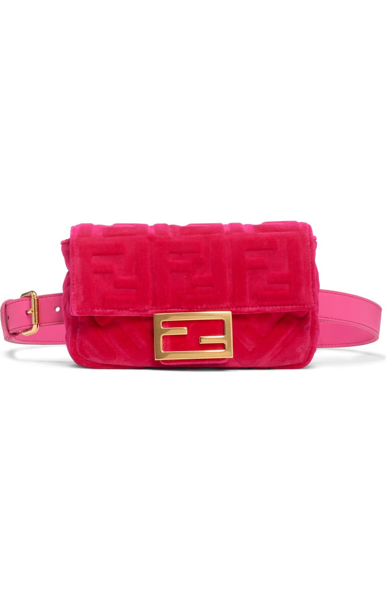 Fendi Logo Velvet Belt Bag, Main, color,