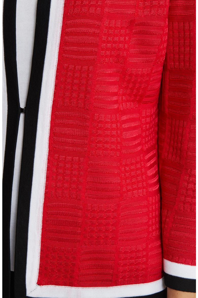 Contrast Trim Knit Jacket, Alternate, color, POPPY RED/ WHITE/ BLACK