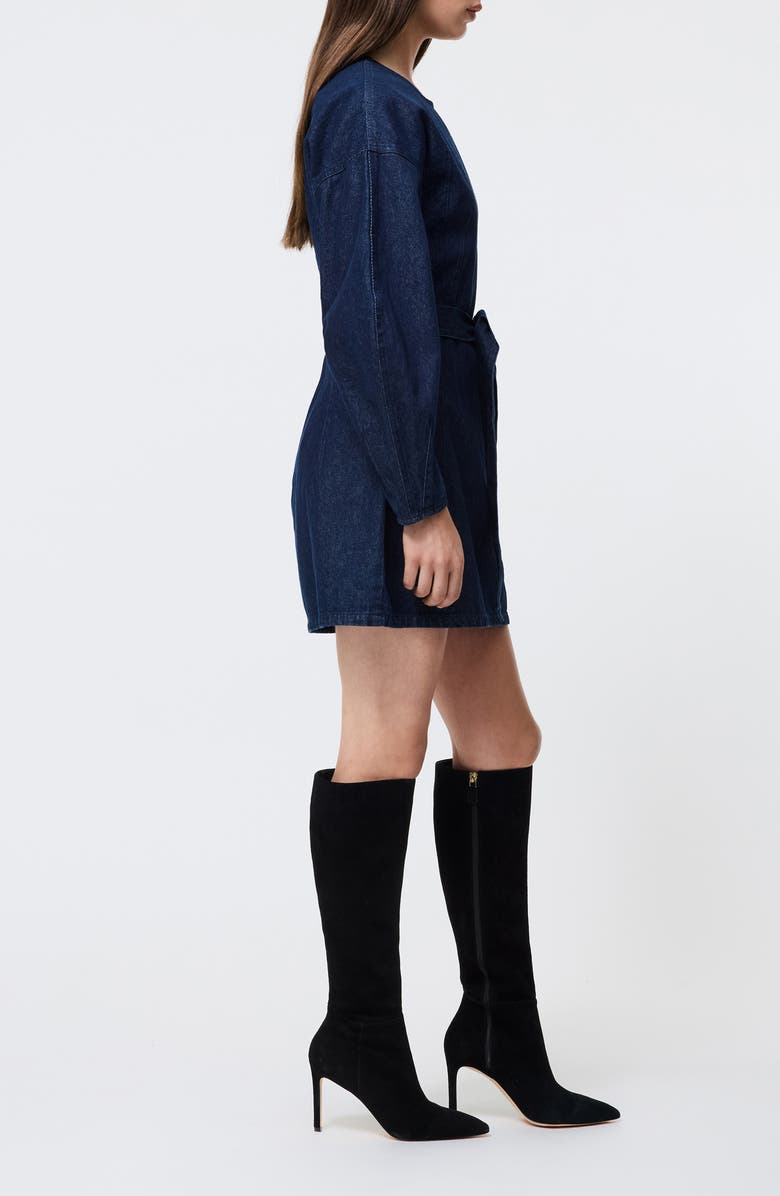 French Connection Leighton Tie Waist Long Sleeve Minidress, Alternate, color, Dark Indigo