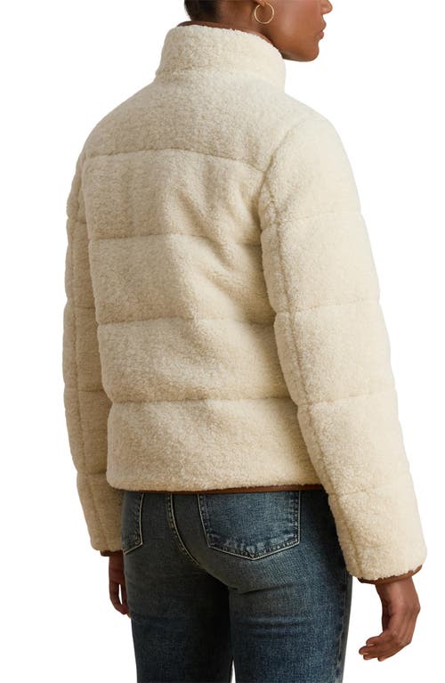 Ralph Lauren Lauren  Faux Shearling Puffer Jacket In White