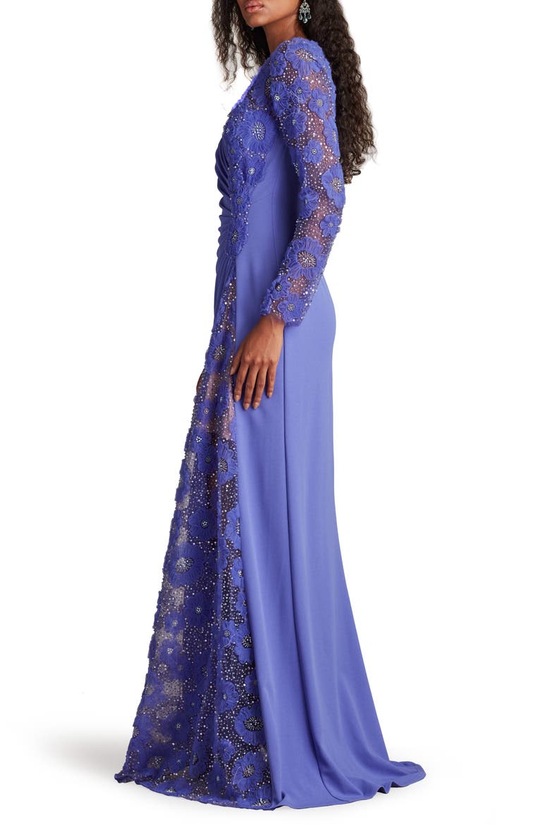 Embellished Long Sleeve Evening Gown, Alternate, color, PURPLE HAZE