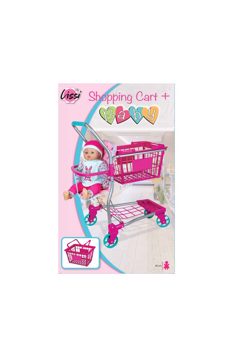 Lissi 16 Inch Baby Doll & Shopping Cart Set, Pink & Blue Bunny Outfit, Trolley, Alternate, color, Multicolored