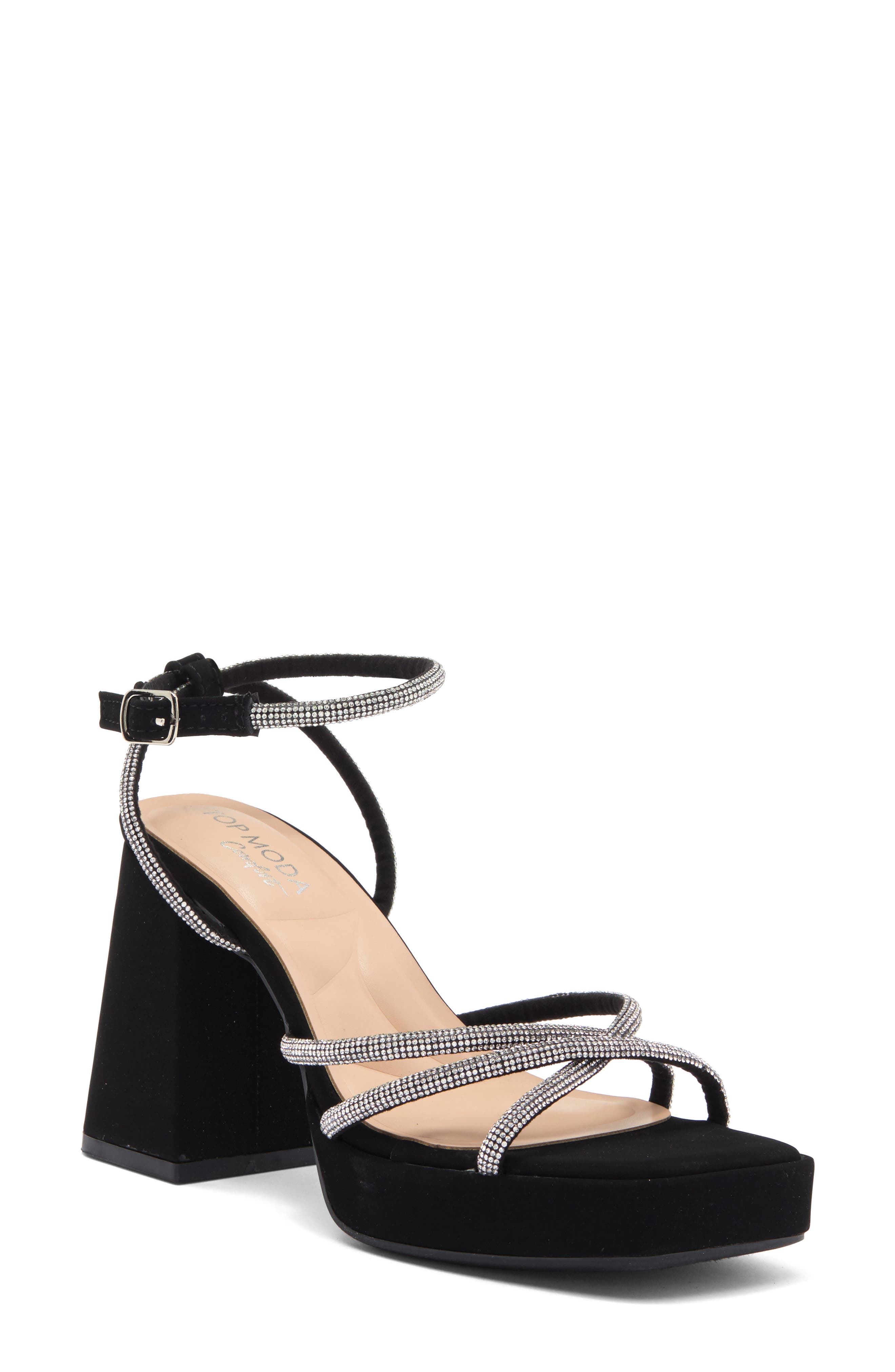 TOP GUY SHOES Crystal Platform Sandal, Main, color, 