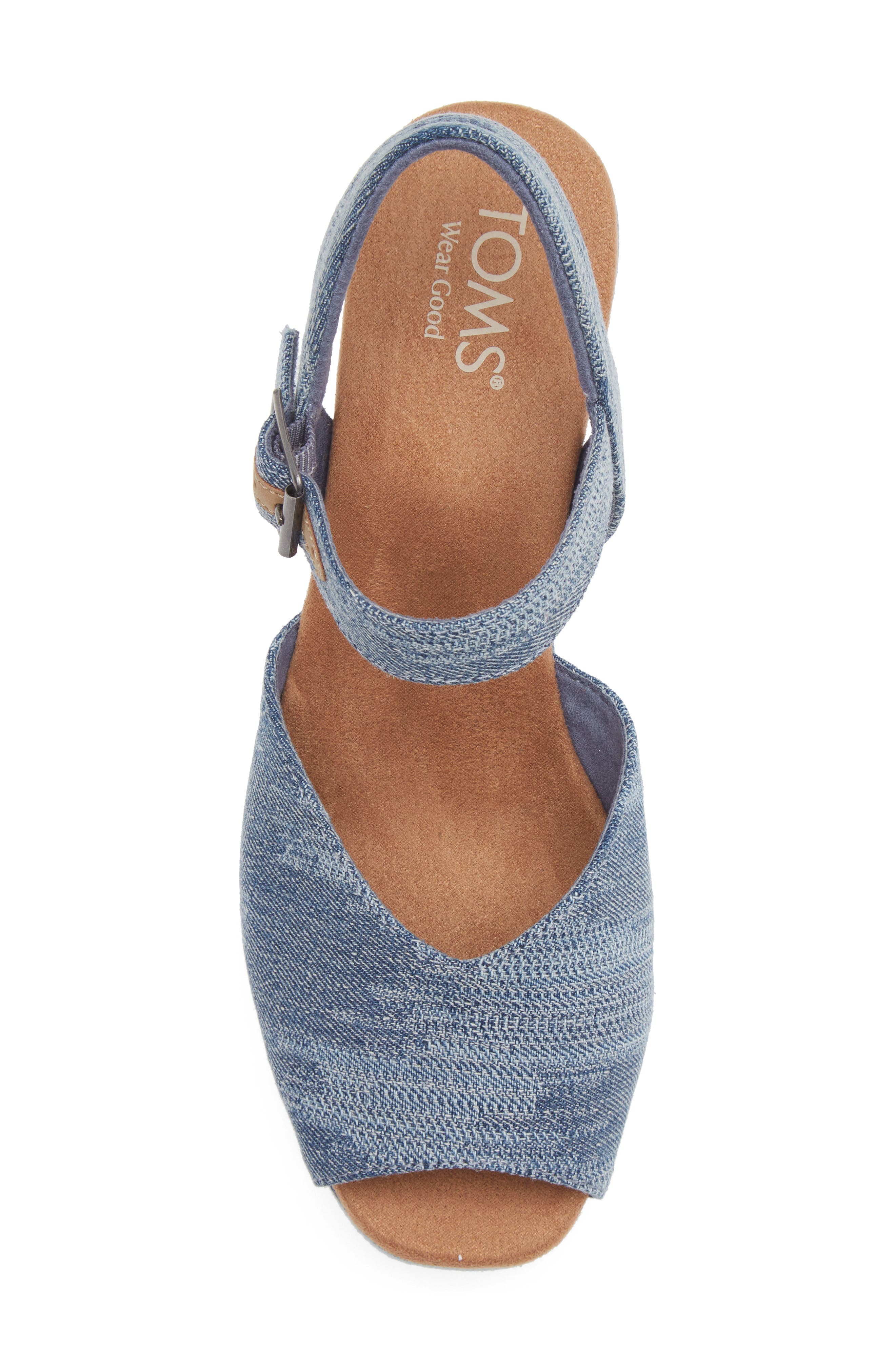TOMS Denim Platform Sandal, Alternate, color, Blue