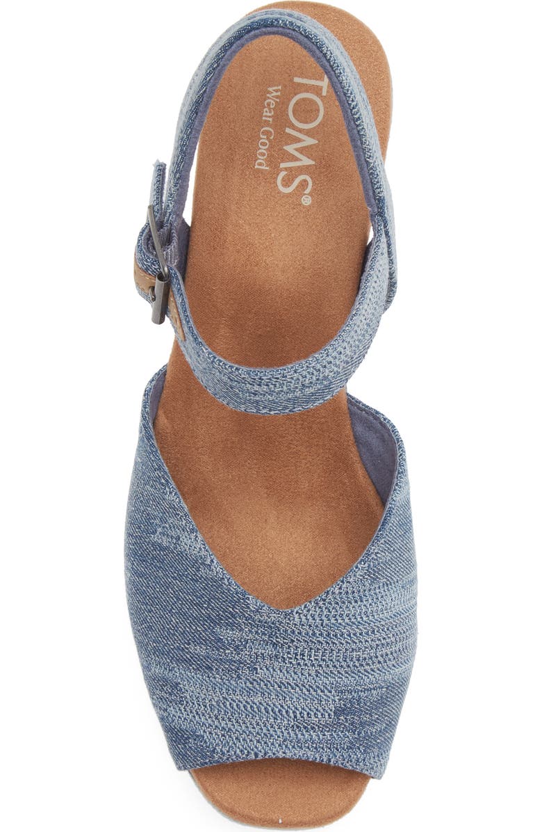 TOMS Denim Platform Sandal, Alternate, color, Blue