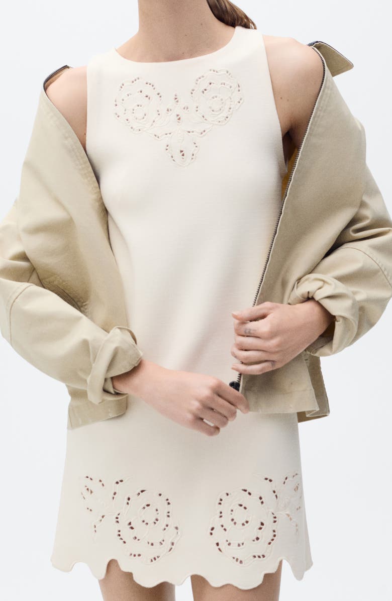 MANGO Openwork Knit Minidress, Alternate, color, Ecru