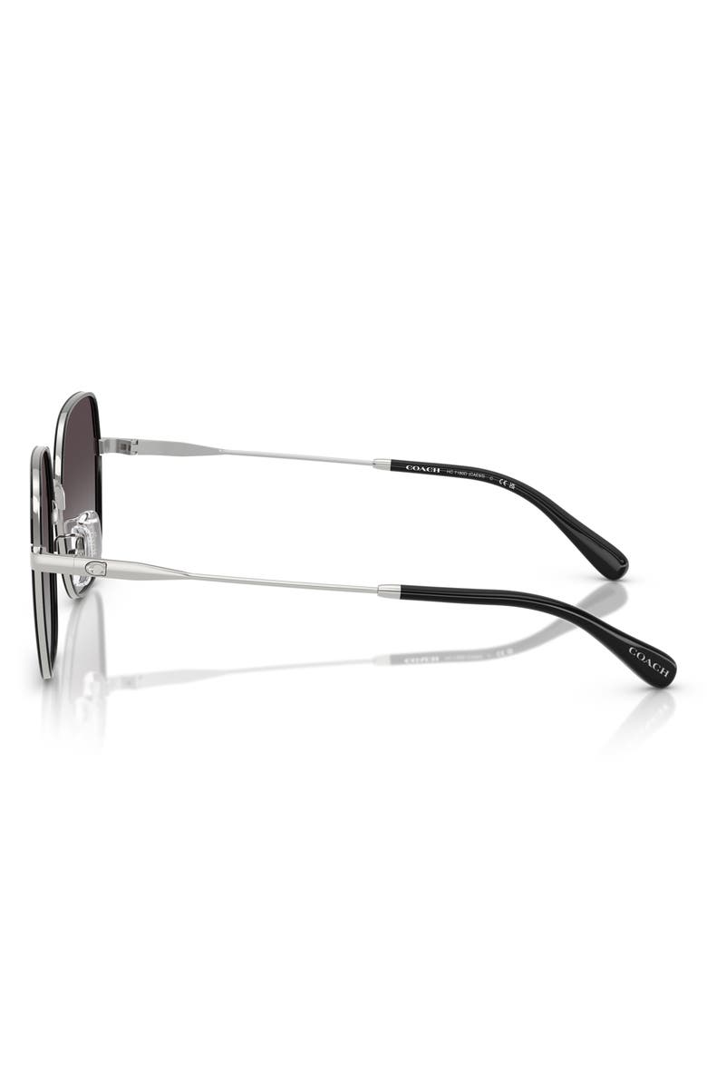COACH 57mm Irregular Round Sunglasses, Alternate, color, Shiny Silver / Black / Grey
