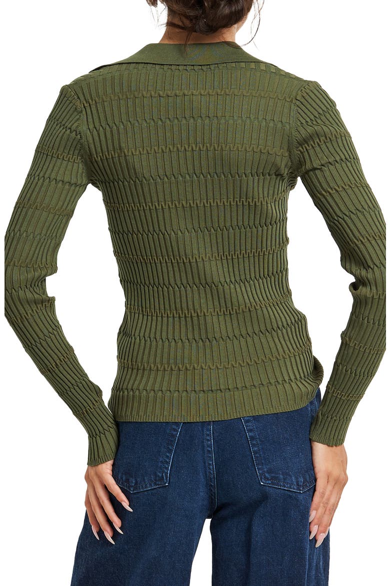 Millia Collar Rib Top, Alternate, color, GREEN
