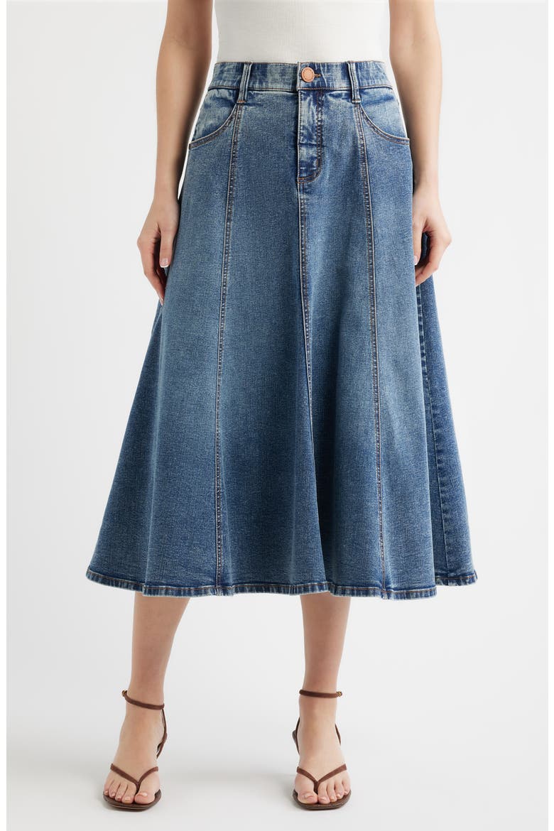 Denim A-Line Skirt, Main, color, MID BLUE ARTISANAL