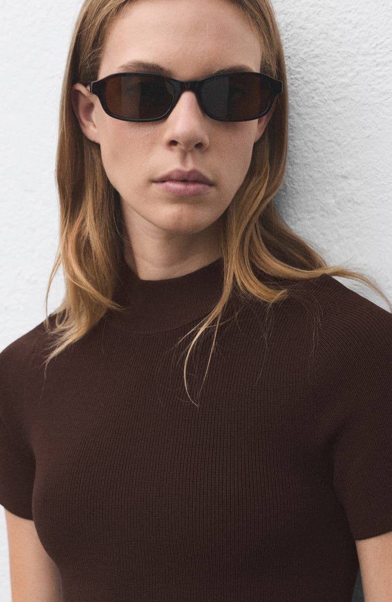 MANGO Perkins Sweater Dress, Alternate, color, Chocolate