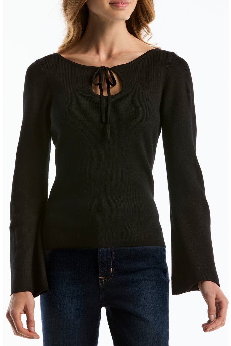 Wide Neck Keyhole Sweater, Main, color, BLACK
