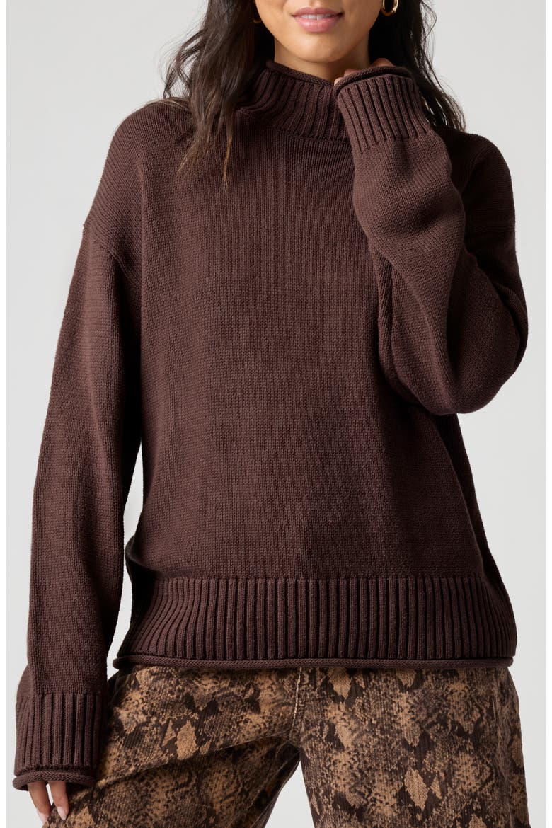 Roll With It Mock Neck Sweater, Main, color, CANYON BROWN
