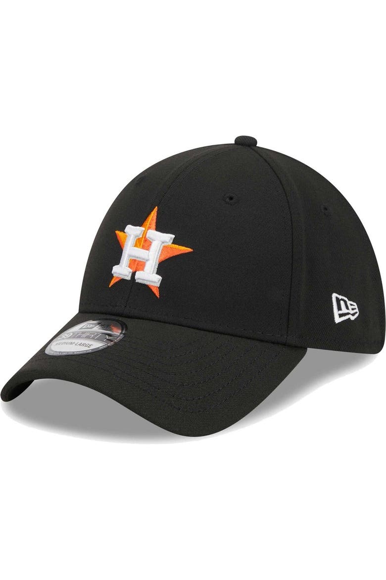 Men's New Era Black Houston Astros Logo 39THIRTY Flex Hat, Main, color, Black