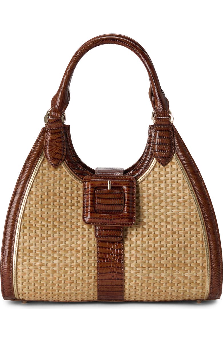 Brahmin Adrian Raffia & Croc Embossed Leather Shoulder Bag, Main, color,