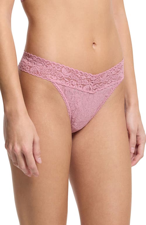 Hanky Panky Flora Lace Original Rise Thong In Mauve Orchid Pink