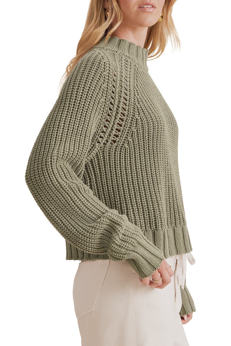 Cassidy Shaker Knit Crewneck Sweater, Alternate, color, EUCALYPTUS GREEN