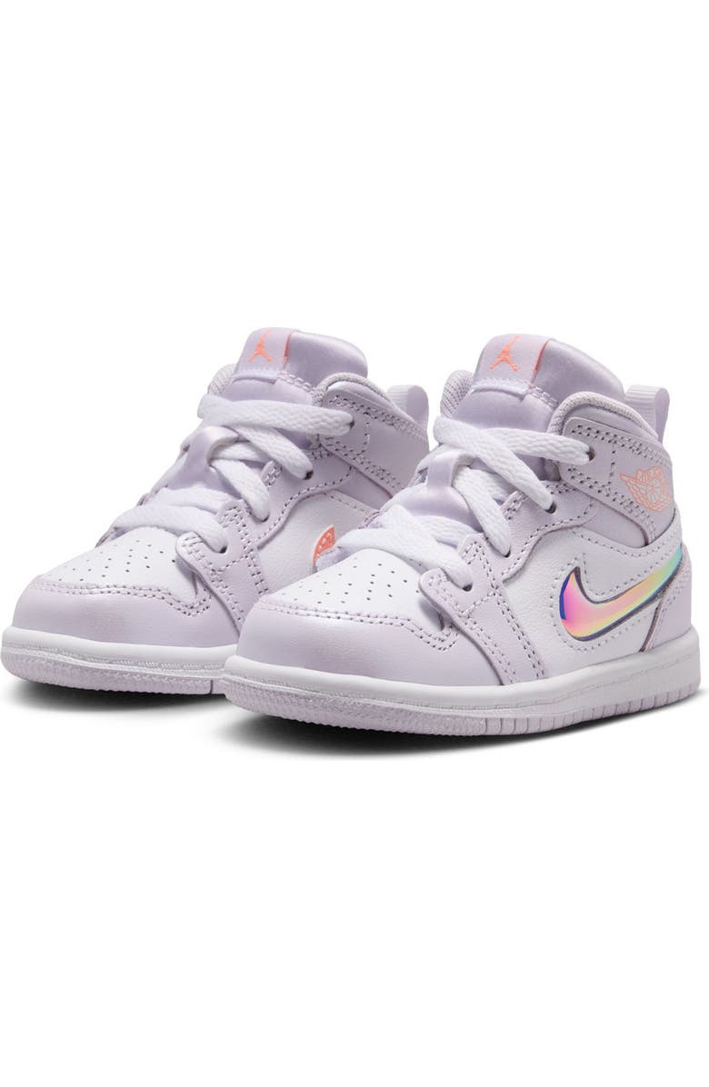 Nike Kids' Jordan 1 Mid SE Basketball Sneaker, Alternate, color, Barely Grape/White/Atomic Pink