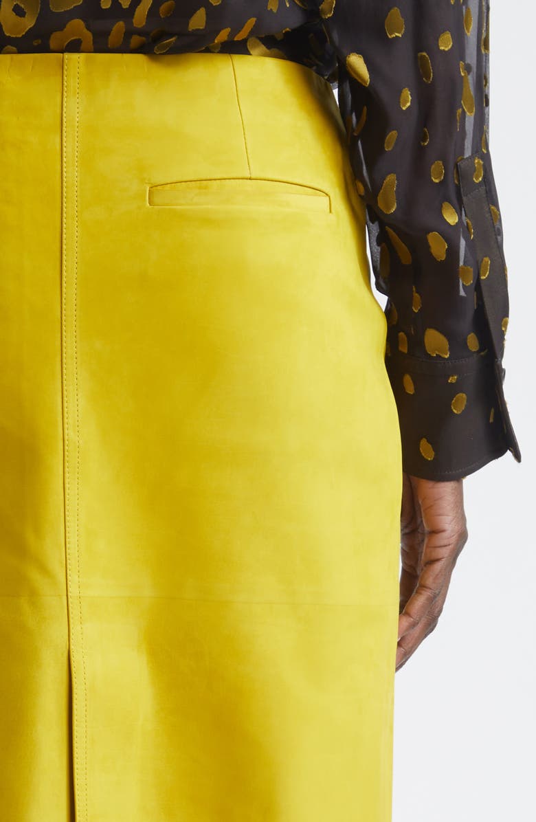 FERRAGAMO Nubuck Pencil Skirt, Alternate, color, Antique Yellow