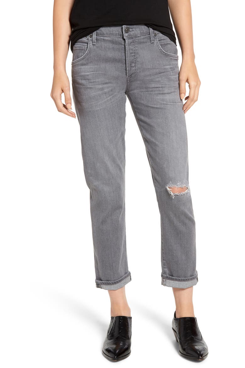 Emerson Ripped Slim Boyfriend Jeans, Main, color, DISTRESSED STATUETTE