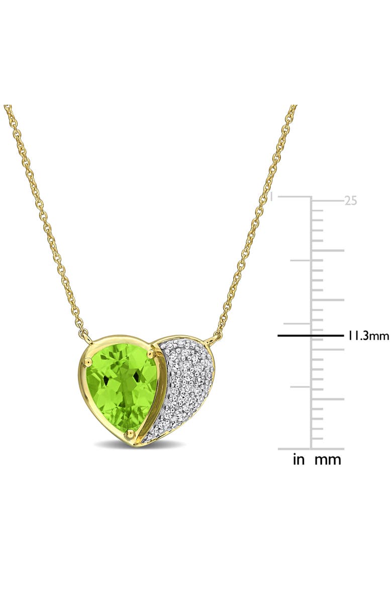 Julianna B. Gemstone & Diamond Heart Necklace 10K, Alternate, color, Peridot