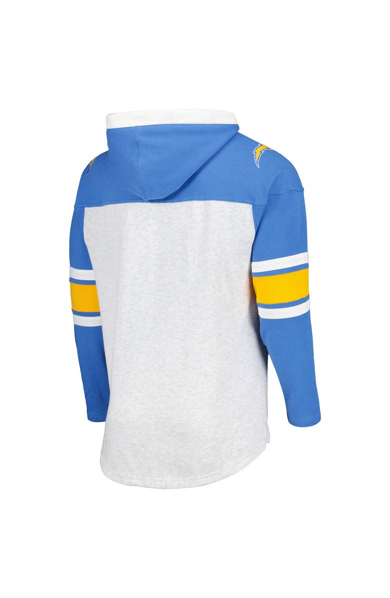 '47 Men's '47 Los Angeles Chargers Heather Gray Gridiron Lace-Up Pullover Hoodie, Alternate, color, Gray