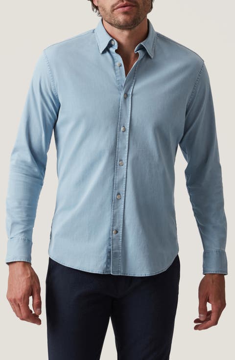 Faded Denim Button-Up Shirt