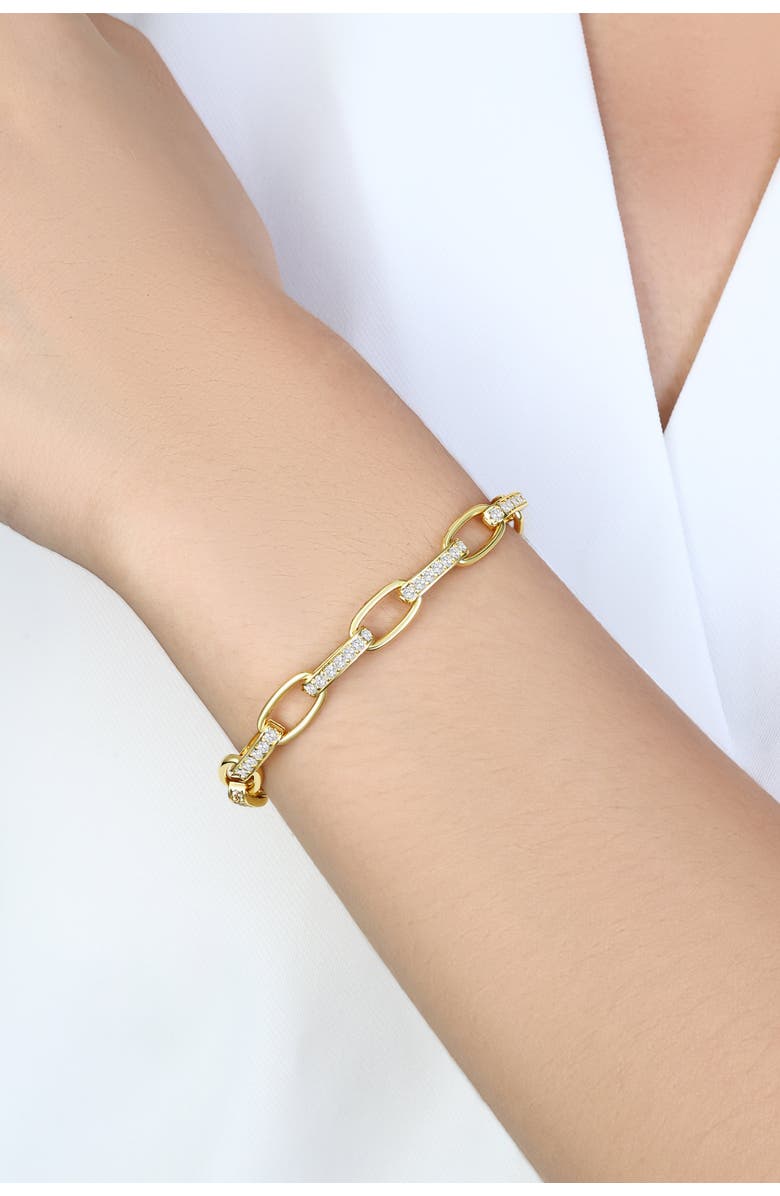 Mint & Lily Interlinked Diamond Paperclip Bracelet, Alternate, color, 18K Gold Plated