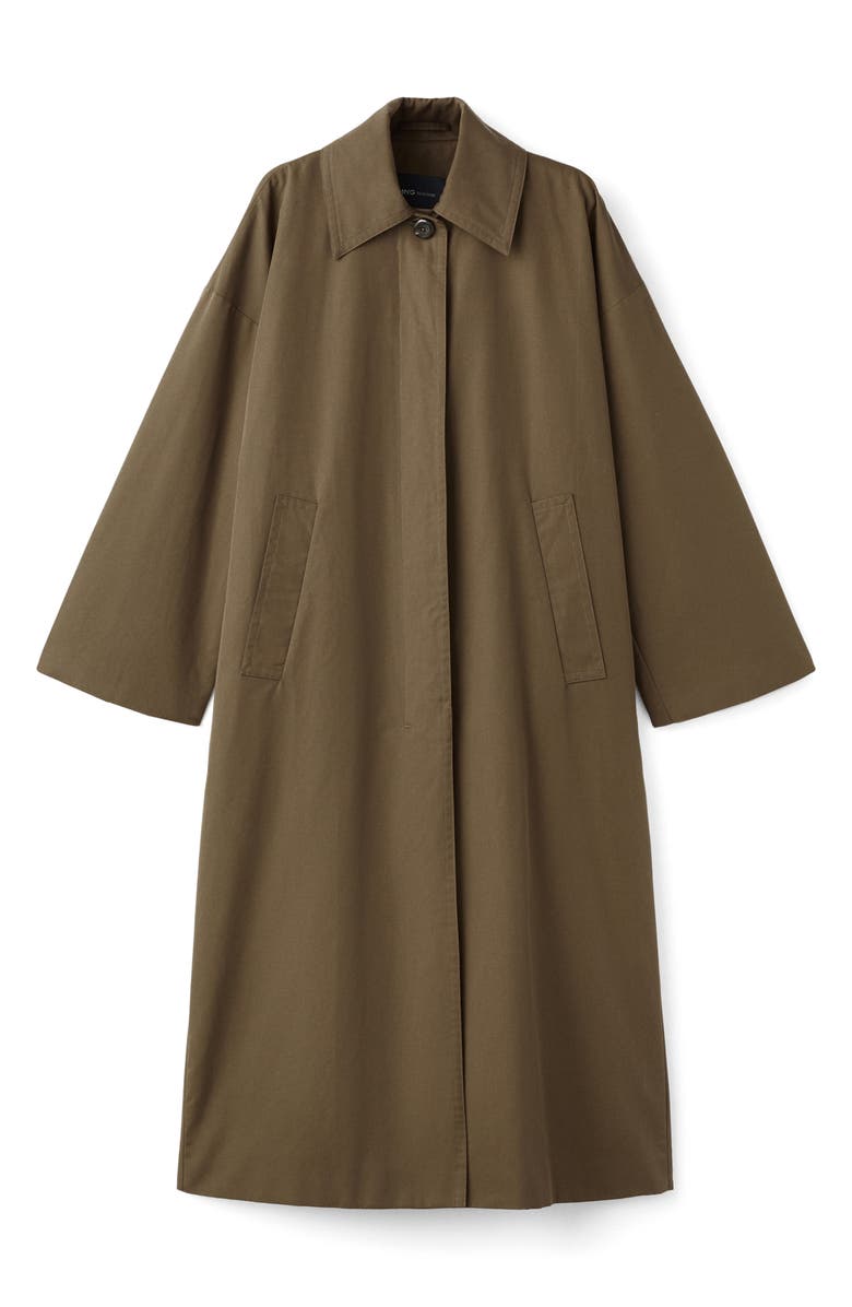 MANGO Selection Belted Cotton Blend Trench Coat, Main, color, Medium Brown