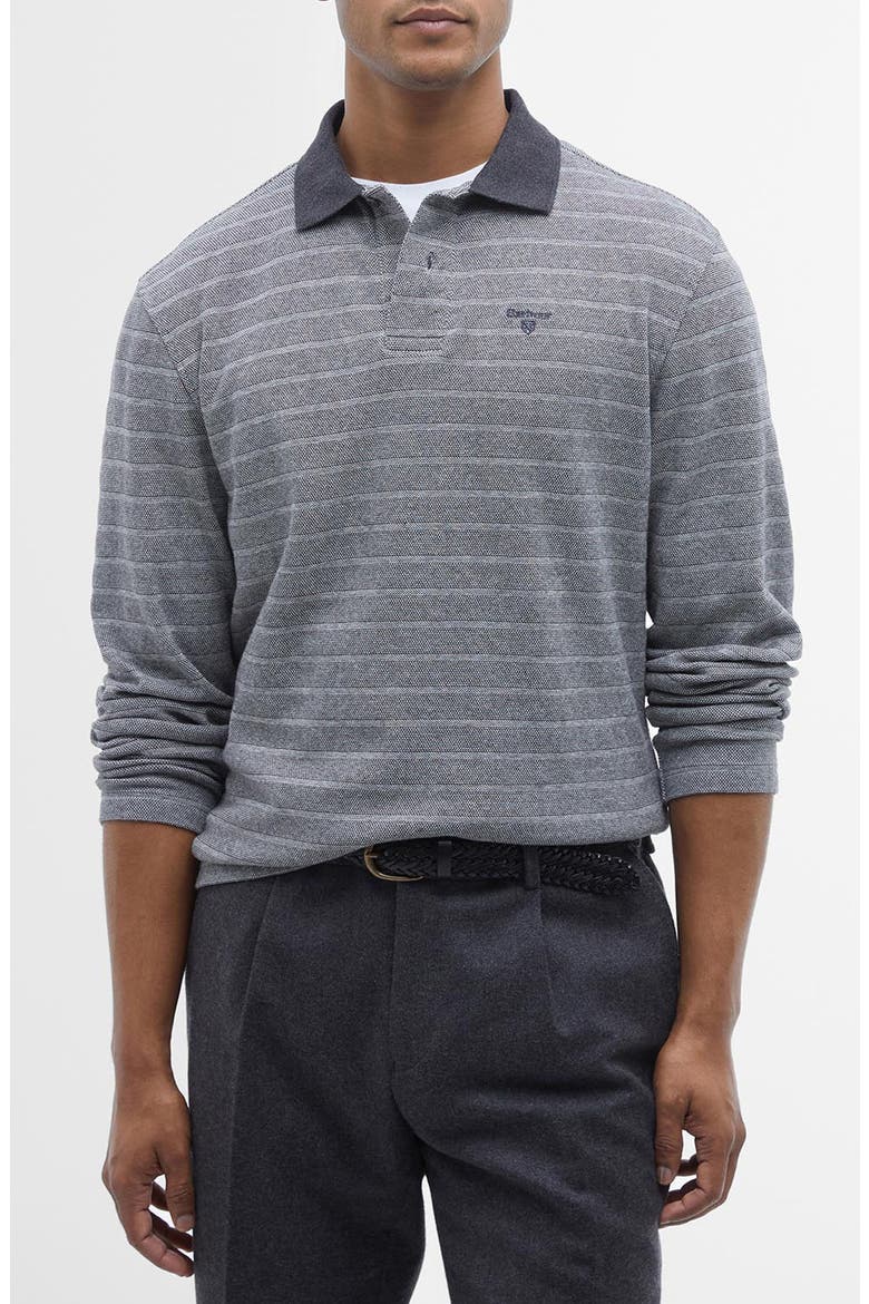 Cleveland Long Sleeve Cotton Rib Polo, Main, color, GREY MIX