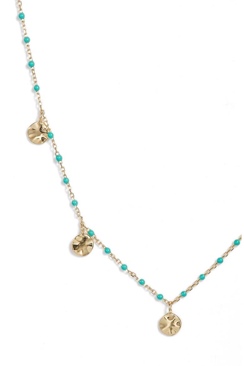 Argento Vivo Enamel Bead Mirror Drop Necklace, Alternate, color, TURQUOISE/ GOLD
