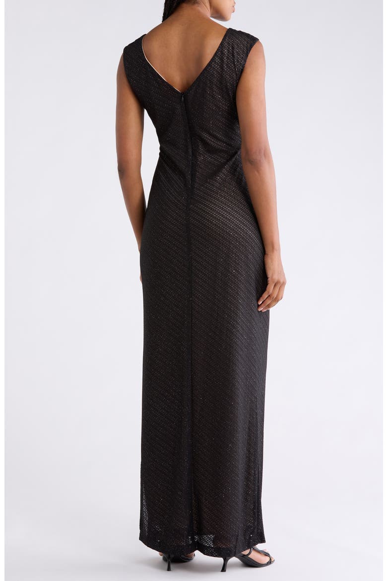 Cutout Textured Column Gown, Alternate, color, BLACK.NUDE