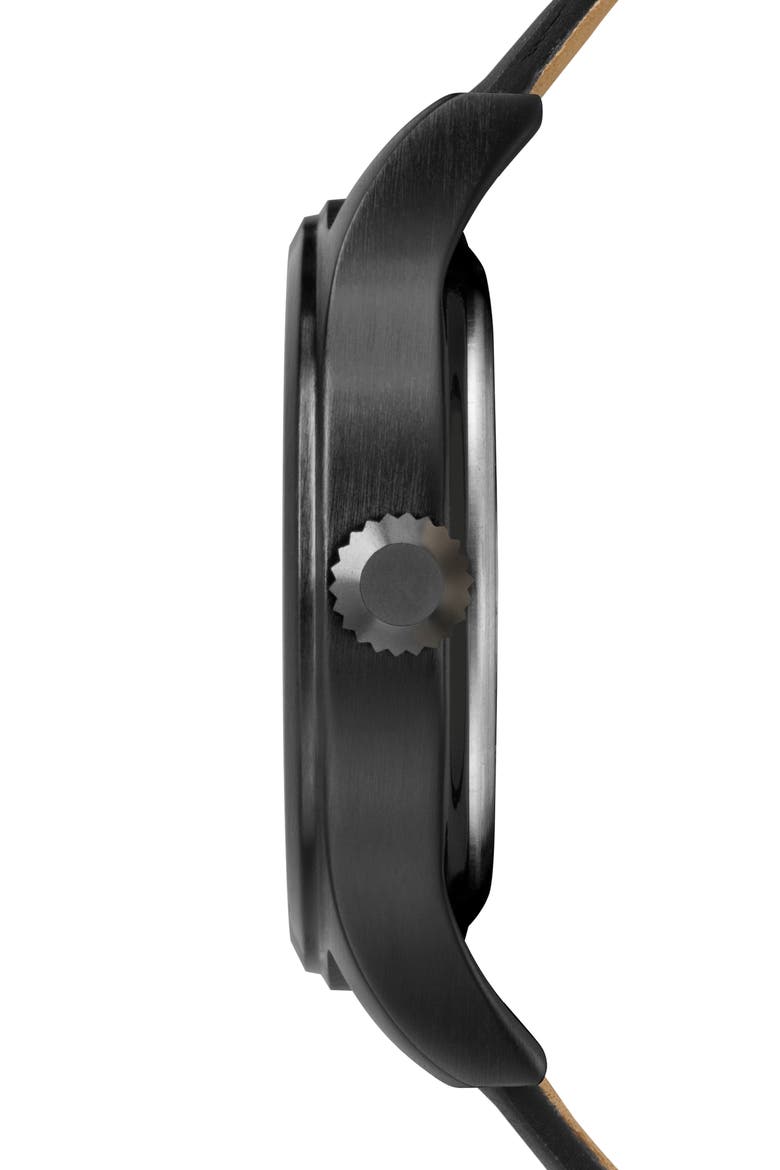 The Blackjack Leather Strap Watch, 40mm, Alternate, color, OLIVE/BLACK/ORANGE