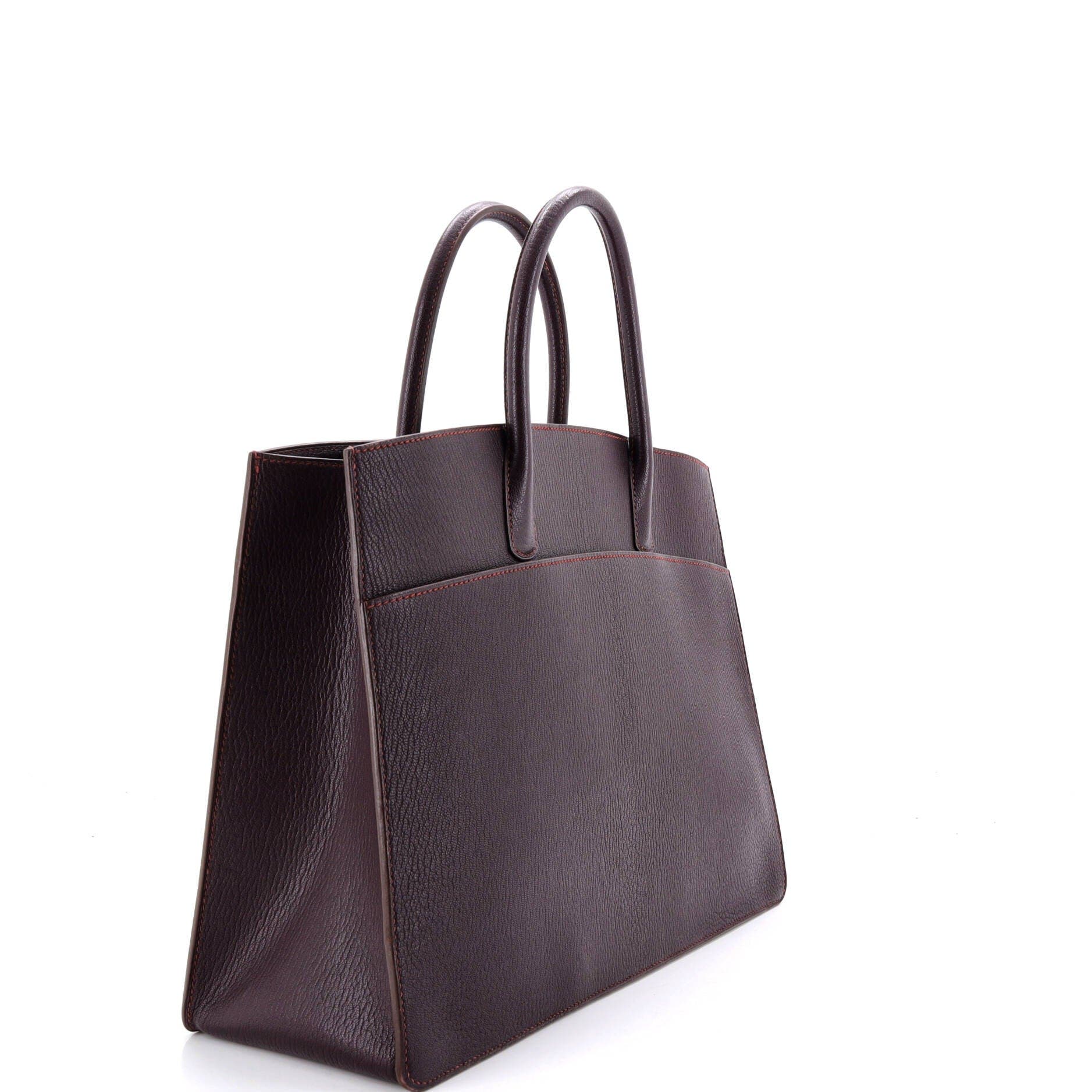 Pre-Owned Hermes White Bus Bag Leather 39, Alternate, color, Raisin