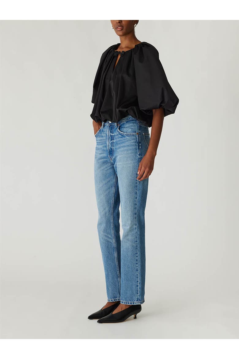 Techy Sateen Bubble Top, Alternate, color, BLACK
