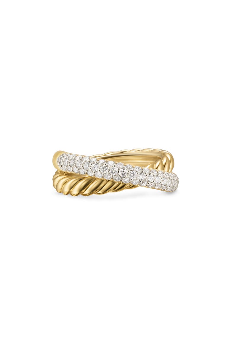 Crossover Two-Row Ring in 18K Yellow Gold with Diamonds, 7.5mm, Alternate, color, 18K GOLD - SIZE 7