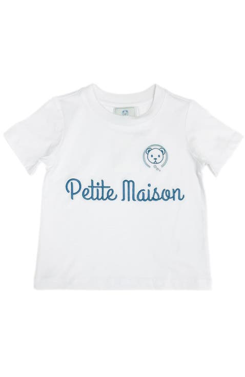 Petite Maison Navy Logo Pima Cotton T-Shirt (Toddler)