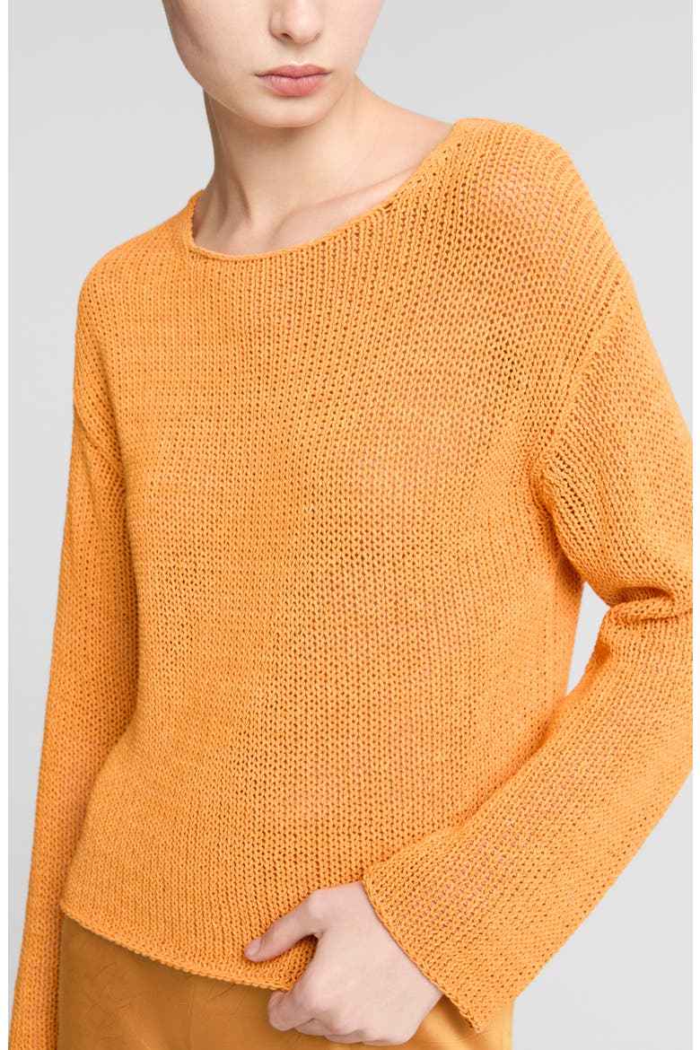 Open Knit Boat Neck Sweater, Alternate, color, TANGERINE